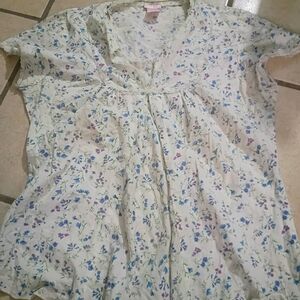 Nolita Floral Print Blouse Cottagecore Size L Short Sleeve
